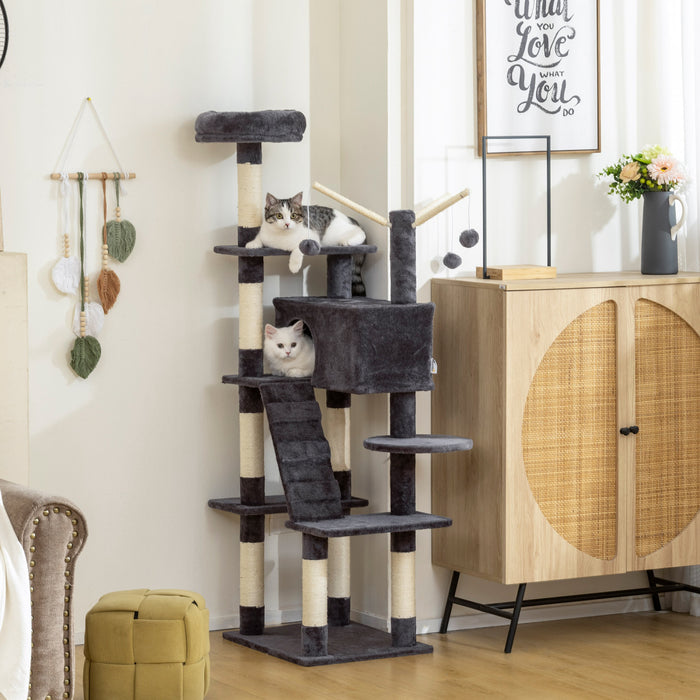 Arbre a Chat de 150 cm de Haut avec Poteaux a Griffer en Sisal, Condo