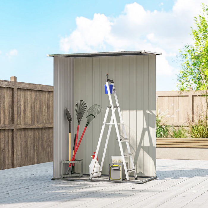 Outsunny Abri de jardin, abri a outils en metal avec toit incline, gris