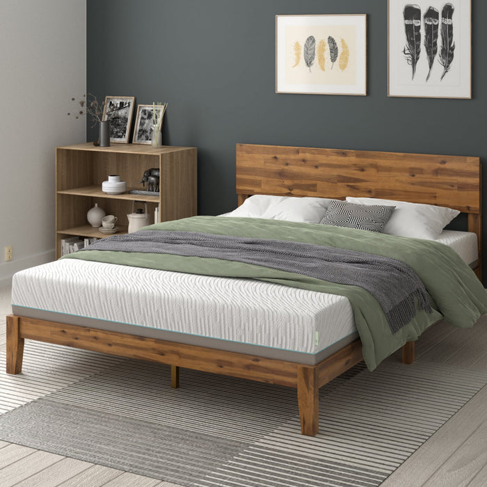 Julia lit plateforme en bois avec tête de lit - Grand