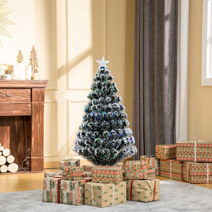 Homcom Arbre De Noel Artificiel En Fibre Optique Pre-illumine De 4 Pieds Avec 16 Lumieres Led Et 130 Branches