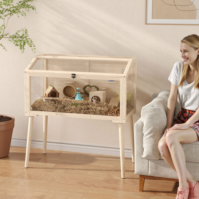 Cage a Hamster en Bois, Cage a Gerbille avec Toit Ouvrant