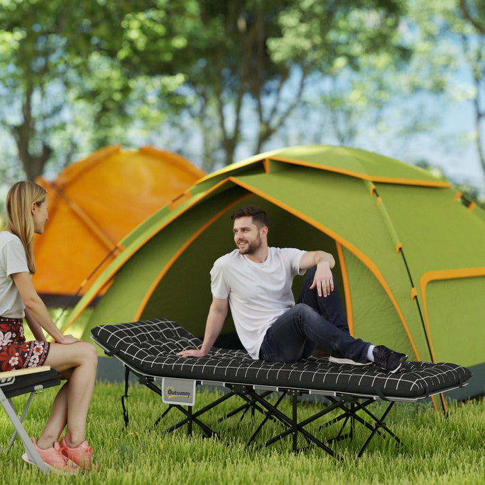 Outsunny Lit De Camping Pour Adultes Avec Matelas, Lit Pliant, Noir