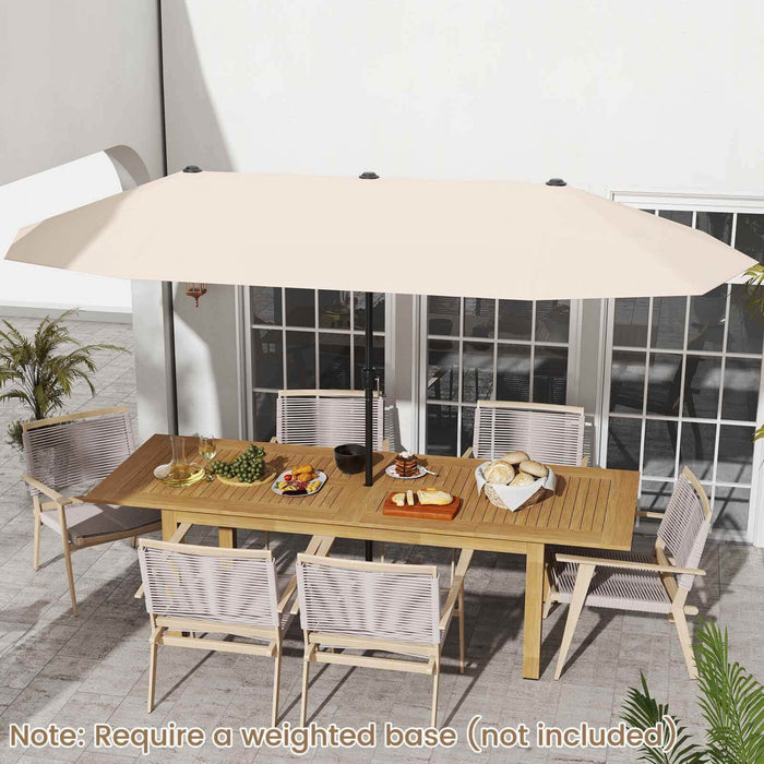 Costway Grand parasol de patio de 13 pieds, parasol de table double face pour jardin beige