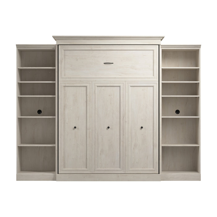 Grand lit escamotable Versatile de Bestar de 115 po (L) avec 2 organisateurs de garde-robe - blanc chêne lin