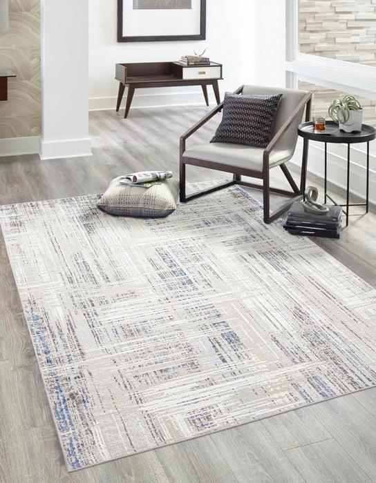 Tapis Contemporain/Moderne Quinn 5'0\" x 8'0\" en Bleu