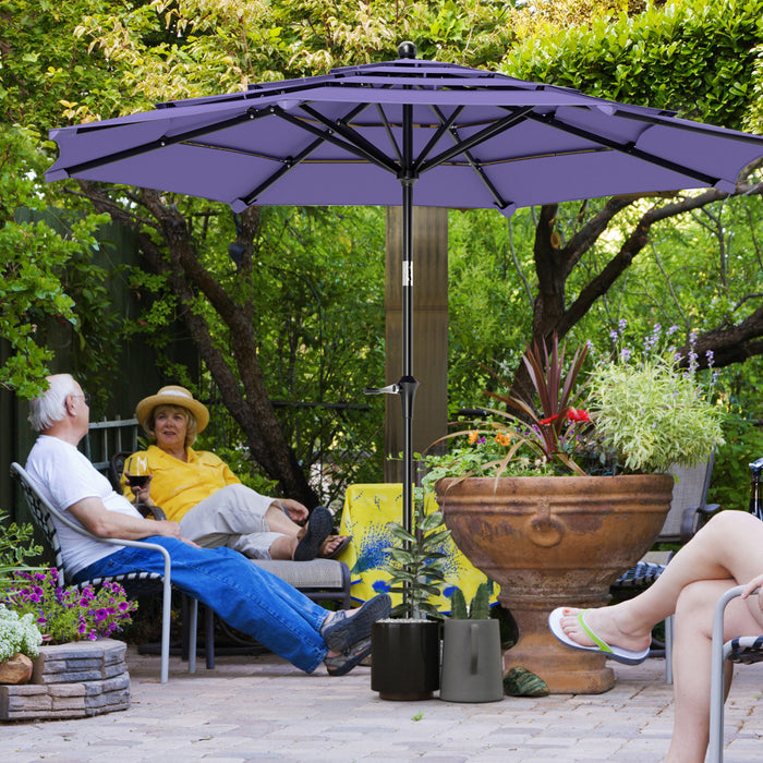 Outsunny Parasol De Terrasse A 4 Niveaux Avec Manivelle, 10,7 Pi, Violet