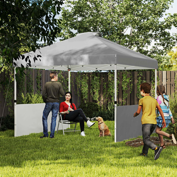 Outsunny Tente A Auvent 10' X 10' Avec 2 Demi-parois Laterales, Gris Fonce