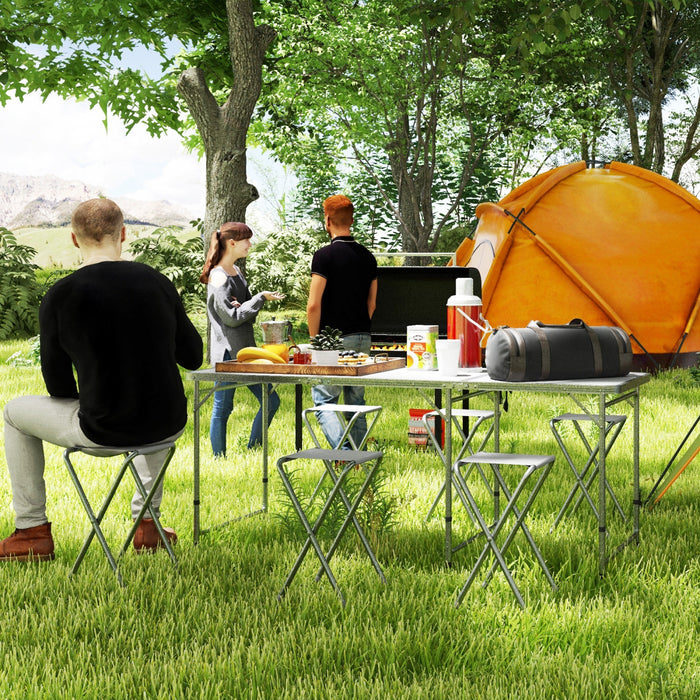 Outsunny Table Et Chaises De Camping, Table De Pique-nique Et 6 Tabourets