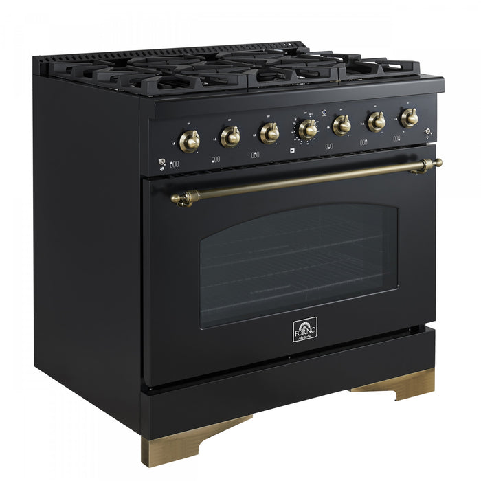 Cuisiniere a gaz autonome Antico de 36\", noire, avec four a convection – FFSGS6219-36BLK