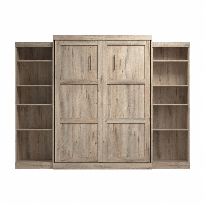 Grand lit escamotable mural Pur de Bestar de 115 po avec 2 meubles à tablettes - brun rustique