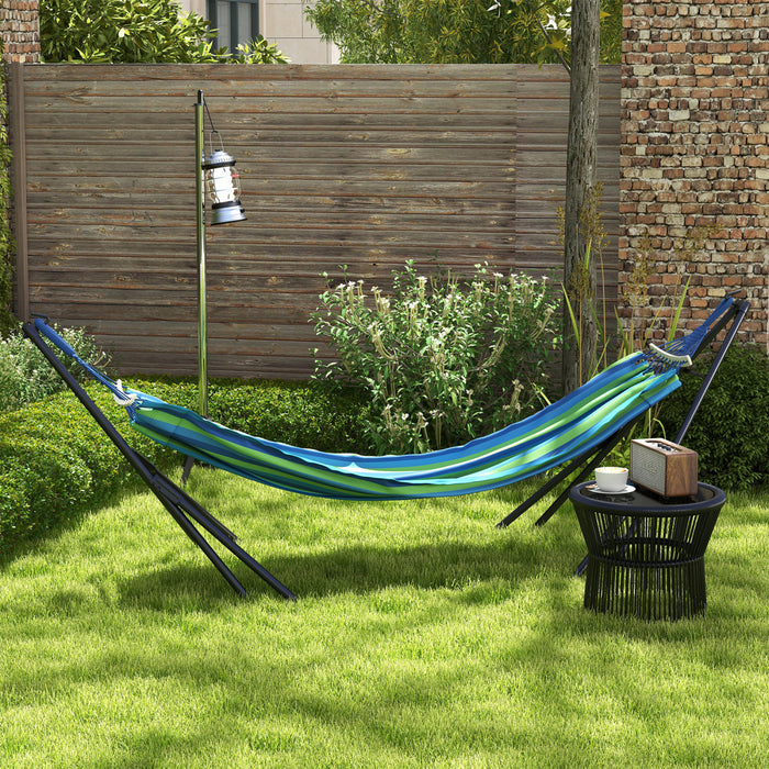 Outsunny Support De Hamac Pliable Avec Hamac, Hamac Portable 2 En 1, Bleu