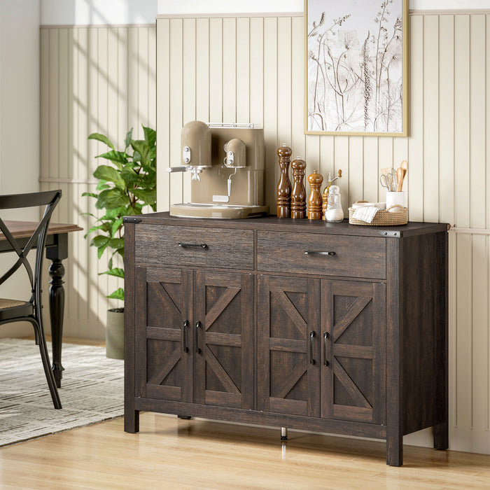 Buffet HOMCOM avec Tiroirs et Etageres, Buffet de Style Ferme
