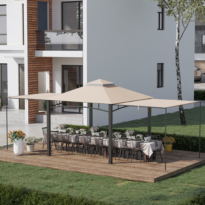 Outsunny Gazebo D'exterieur 10' X 10' Avec Auvent Double Reglable, Auvent De Tonnelle A Double Toit, Trois Tailles, Pour Jardin, Patio, Arriere-cour, Terrasse, Porche