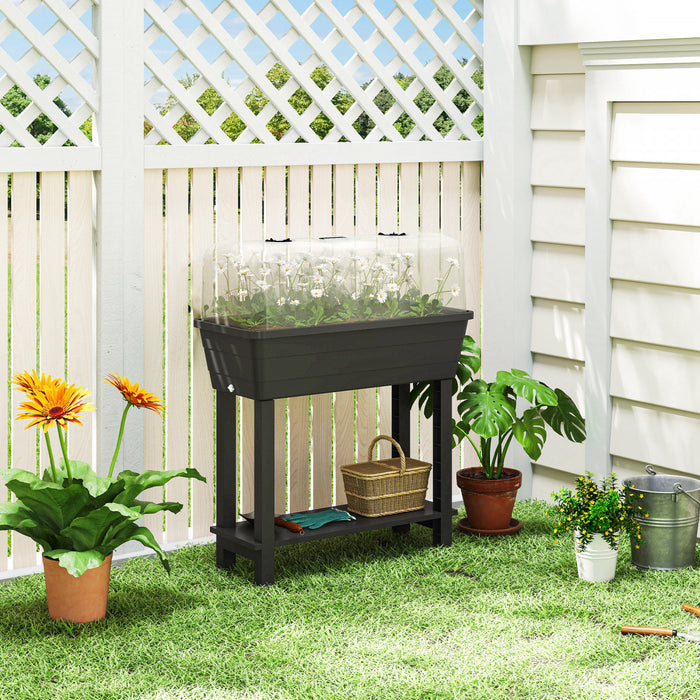 Outsunny Lit de jardin sureleve a arrosage automatique 41 L, Noir