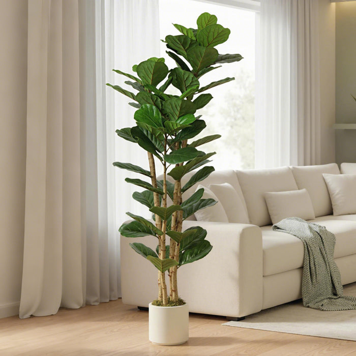 HOMCOM Faux Figuier Lyre, Arbre Artificiel 6\" pour Decor Interieur