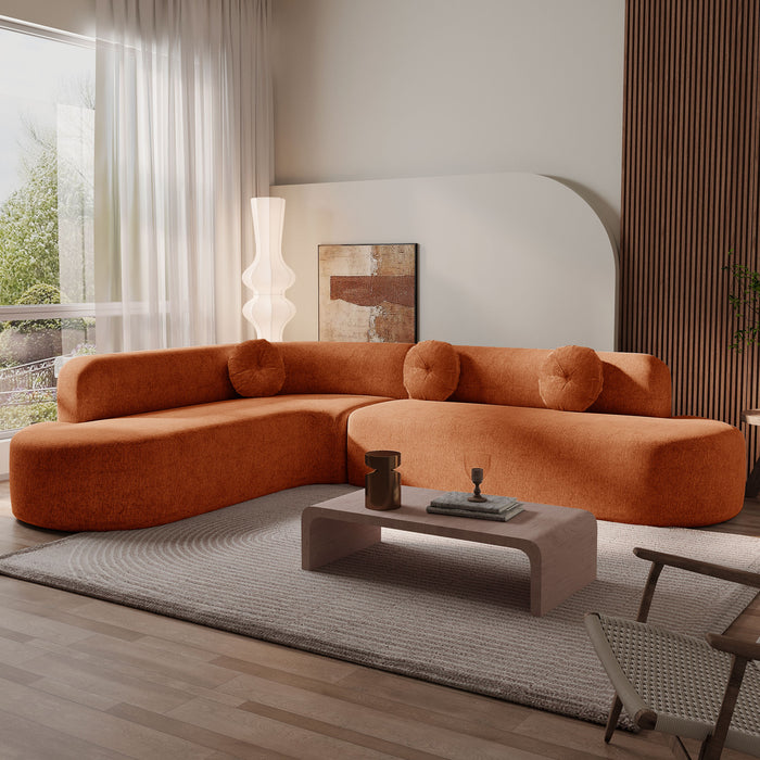 Vista Canape Sectionnel Extra-Large 122 po a Design Courbe et Mousse Haute Resilience, Orange
