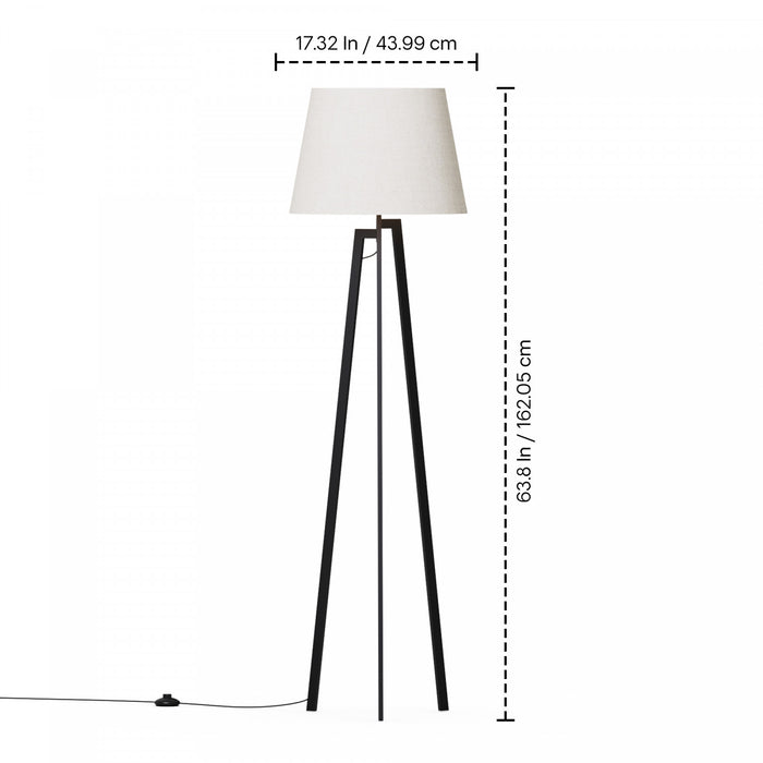 Lampe à pied architecturale noire de 64 po à trépied avec abat-jour texturé