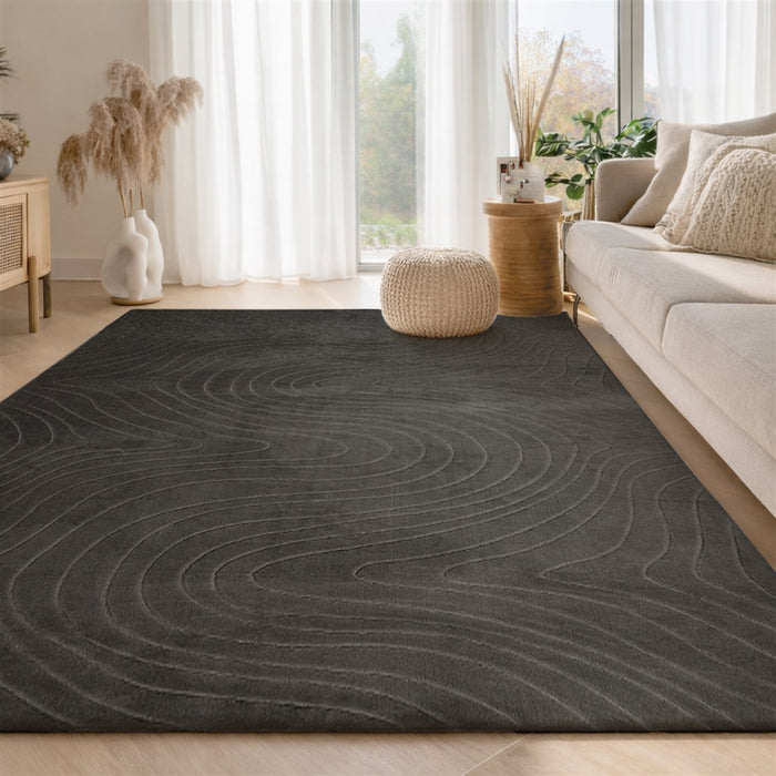 Tapis Lavable/Contemporain Somos 8'0\" x 10'0\" en Charbon
