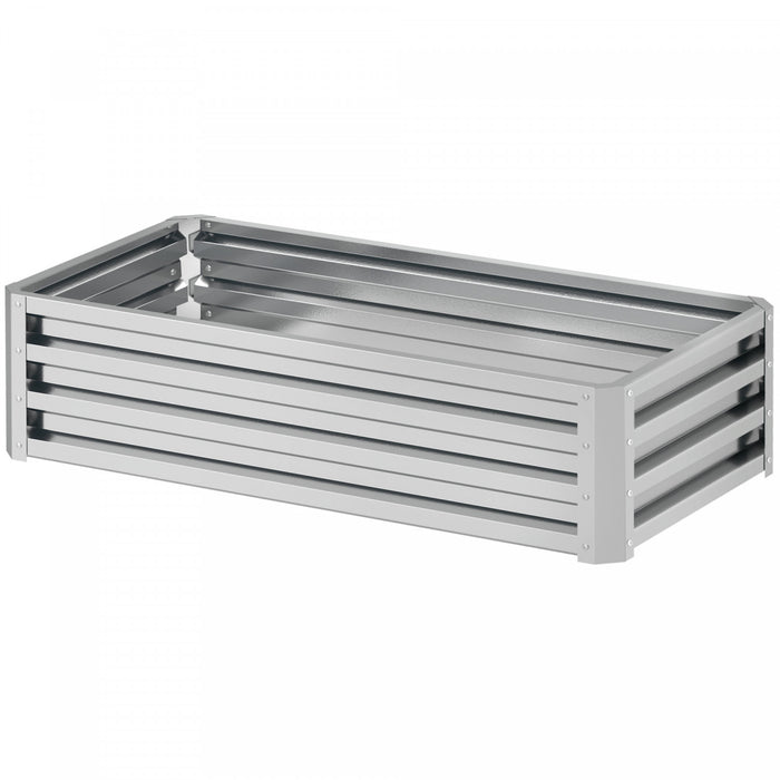 Outsunny Lit de jardin sureleve 4' x 2' x 1' jardiniere galvanisee, argente