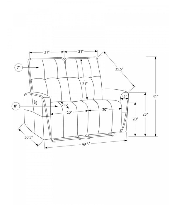 Petit Causeuse 2 Places Rembourre Inclinable Electrique 50\"L, Port Usb Inclus, Tissu Beige