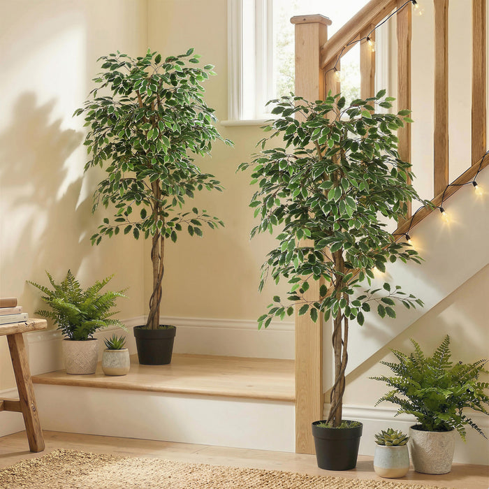 Outsunny Arbre Artificiel Ficus 1,61 m en Pot pour Decoration Interieure