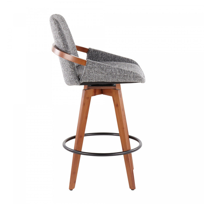 Tabouret de style du milieu du 20e siècle Cosmo de hauteur comptoir en tissu - noyer et gris