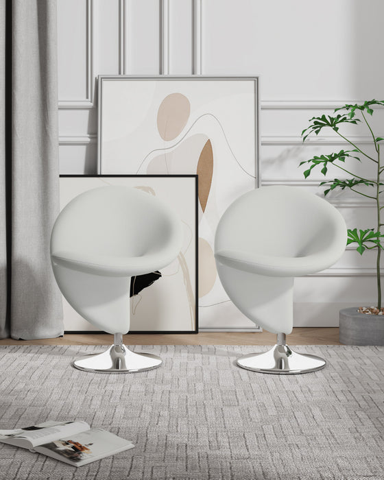 Fauteuil pivotant moderne en laine melangee Curl, creme - Lot de 2