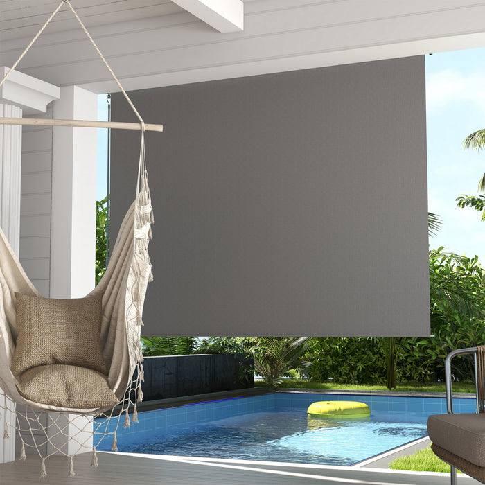 Outsunny Store Enrouleur Exterieur, Store De Porte Patio 8'x6', Gris Clair