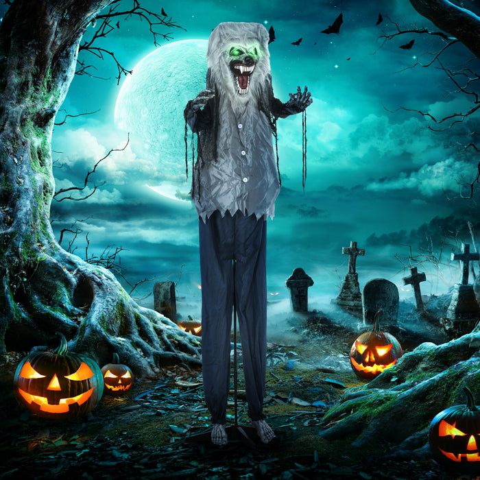 Homcom Squelette Loup-garou D'halloween Animatronique Avec Yeux Lumineux