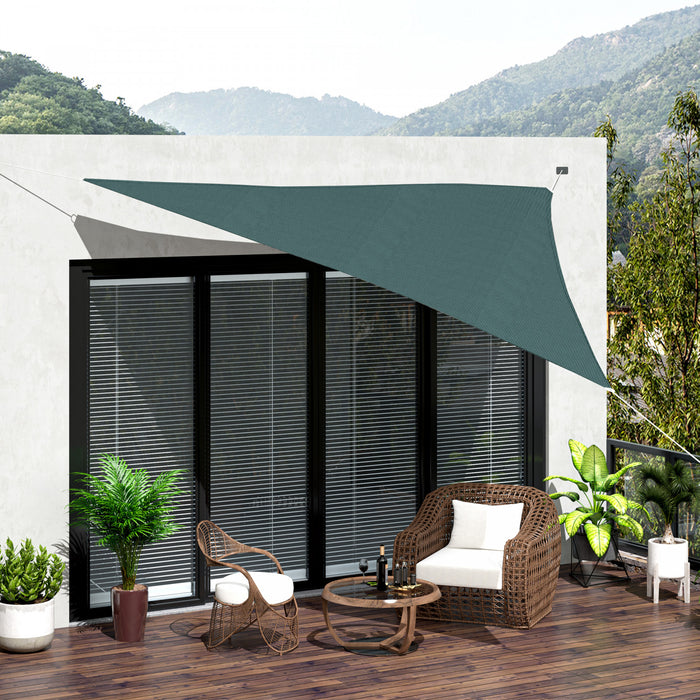 Outsunny Triangle 10' Canopyee Uv Protection Abri Exterieur De Pelouse Pour Patio Avec Sac De Transport Vert