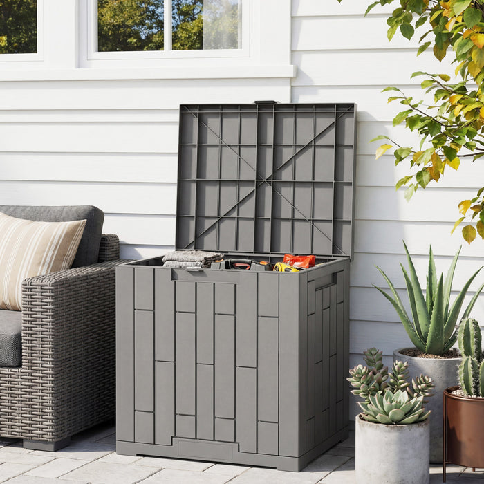 Outsunny Coffre de Rangement en Resine 30 Gallons, Coffre Exterieur Verrouillable