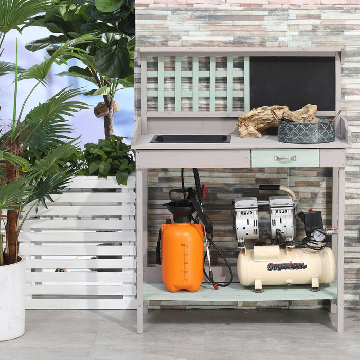 Table De Jardinage En Bois Homcom 36\" Avec Tiroir, Gris