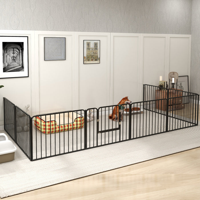 Pawhut Parc Pour Chien, 8 Panneaux De 24\" De Hauteur En Acier, Enclos D'exercice Pour Chiots, Design Diy, Exterieur Interieur, Pour Petits Chiens.