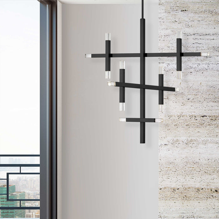 Lustre Francesca de Dainolite en acrylique qui diffuse la lumière, avec fini noir mat et ampoule de 42 W