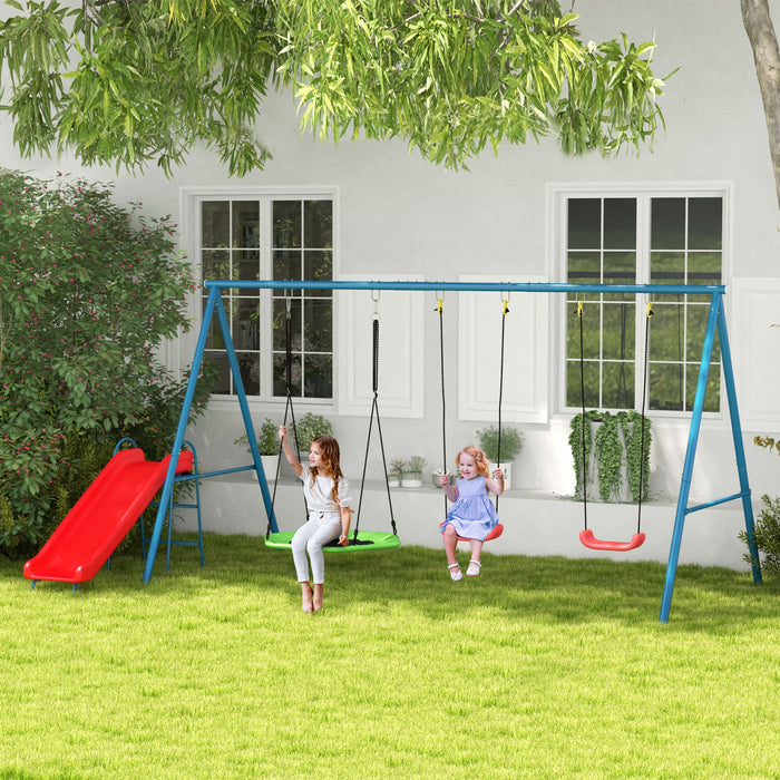 Outsunny Ensemble de Balancoire Metallique pour Jardin, Design 4 en 1, Supporte Jusqu'a 160 kg