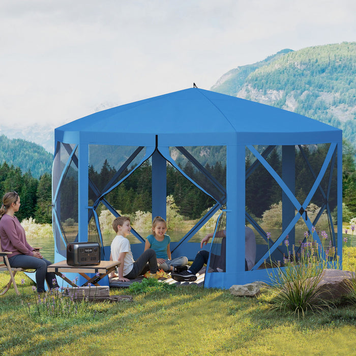 Outsunny Tente Moustiquaire Escamotable 12' X 12', Abri De Camping, Bleu