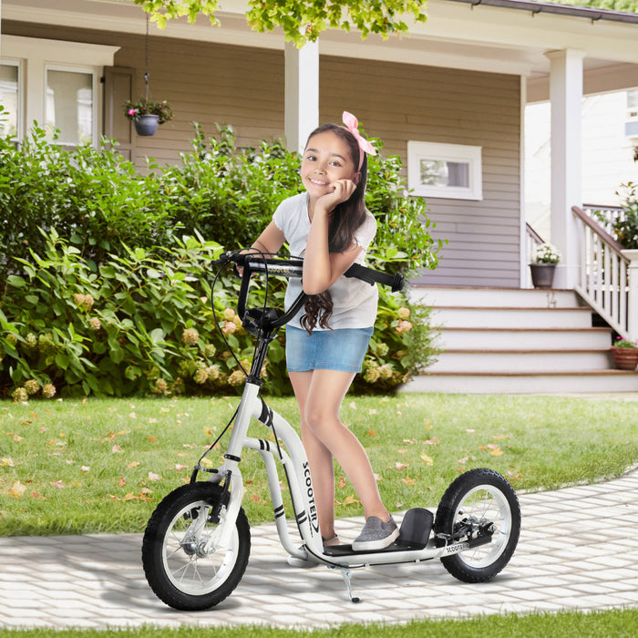 Aosom Trottinette Pour Enfants Avec Guidon Reglable En Hauteur, Blanc