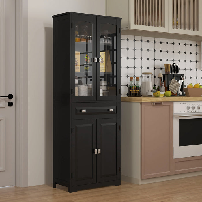 HOMCOM Armoire de rangement de la cuisine etageres reglables porte vitree
