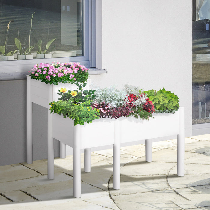 Outsunny Jardinieres Sur Pieds 3 Lits De Culture De Jardin Sureleves Avec Tissu Non Tisse Support De Plante Pour Legumes Herbes Et Fleurs Exterieur Bois De Sapin 46'' X 34'' X 33''