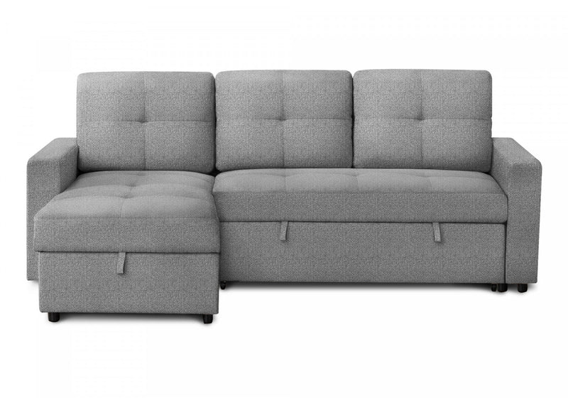 Canape-Lit Convertible, Chaise De Rangement, 90\" Longueur, Tissu Gris Clair