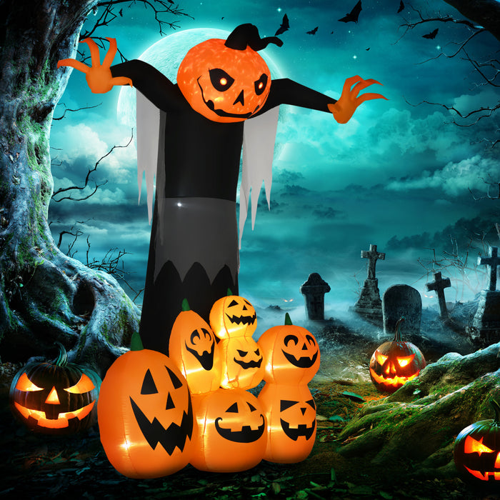 Outsunny 9pi Fantome Citrouille D'halloween Gonflable Pour Jardin Pelouse