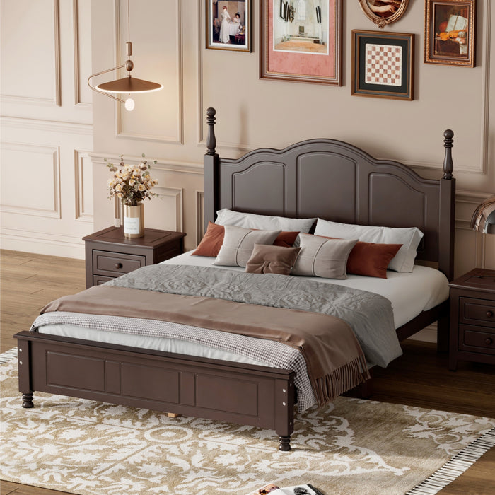 Jessie Lit a plateforme de style retro avec support a lattes en bois, taille double, noyer