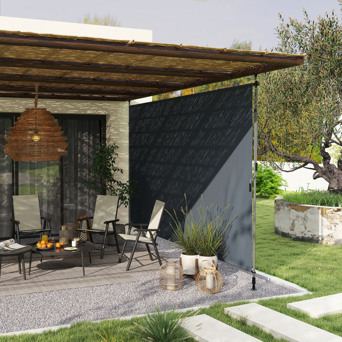 Outsunny Auvent De Patio Retractable, Ecran De Confidentialite, Gris Fonce