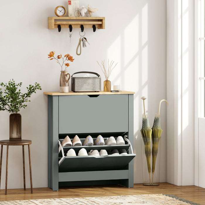 HOMCOM Armoire a chaussures etroite pour entree avec 3 tiroirs rabattables