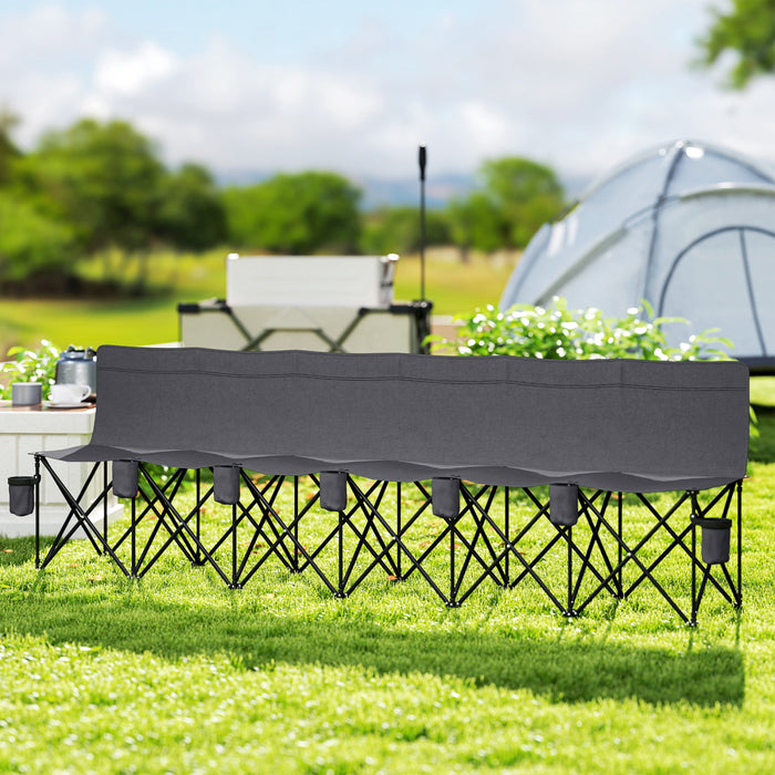 Outsunny Chaise De Camping Pliante 6 Places Avec Porte-gobelet, Gris Fonce