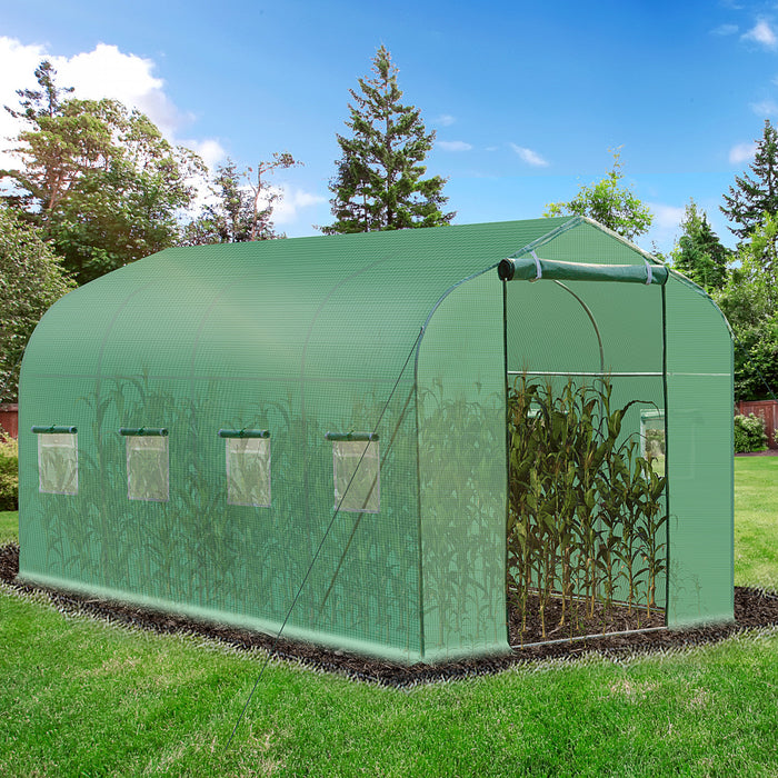 Outsunny 13' X 6,6' X 6,6' Steeple Walk-in Greenhouse Garden Plant Seed Grow Tent Polytennel Avec Windows Et Porte Vert