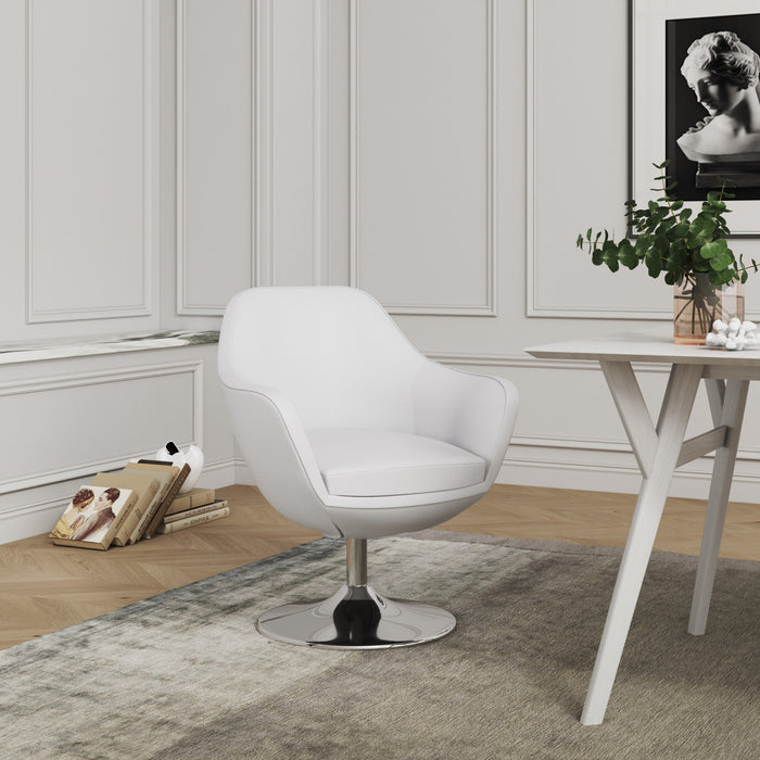 Fauteuil lounge pivotant moderne Caisson en tissu blanc - Lot de 2