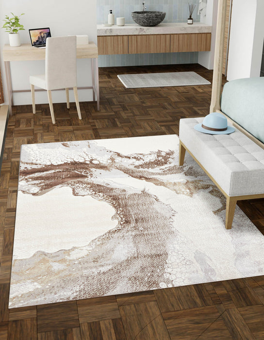 Tapis Contemporain/Moderne Bloom 5'0\" x 8'0\" en Brun clair