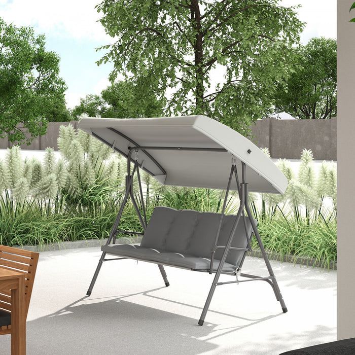 Outsunny Balancelle de patio 3 places, balancelle d'exterieur, gris clair