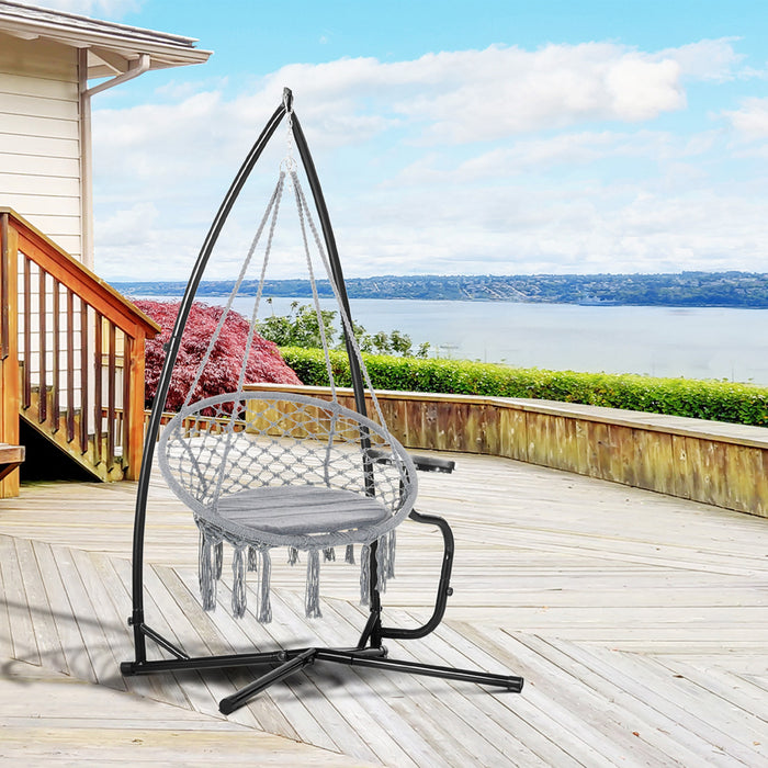 Outsunny Chaise Support Hamac Interieur Exterieur Porche Patio, Noir